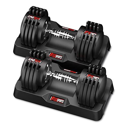 EnterSports 12 kg x 2 justerbara hantlar uppsättning för att spara plats, hantlar, justerbara med halkfritt handtag, 5 viktnivåer, 2–12 kg, bra för hem, kontor, gym, kroppsträning