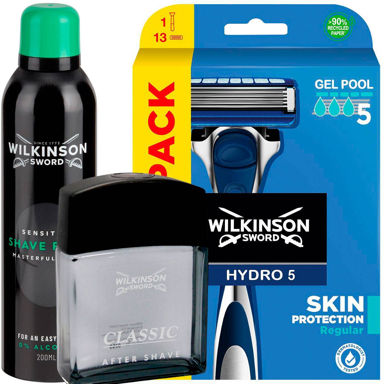 Wilkinson Hydro 5 Barberskraber 13 Barberblade + Barberskum + Aftershave