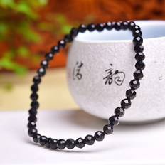 TEMU 1pc Small Bead Black Tourmalines Bracelet Crystal Holiday Gift Gifts For Girlfriend Decorate For Female Black Color Bracelet