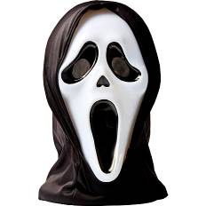 Halloween scream maske - hvid med sort (På lager i butik)