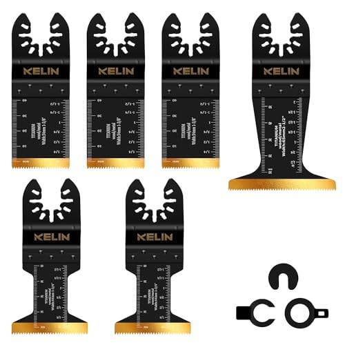 KELIN 6 delar multiverktyg sågblad titan oscillerande sågblad kit för metall och trä, universalkuggar för Bosch, fin, Makita de flesta oscillationsverktyg