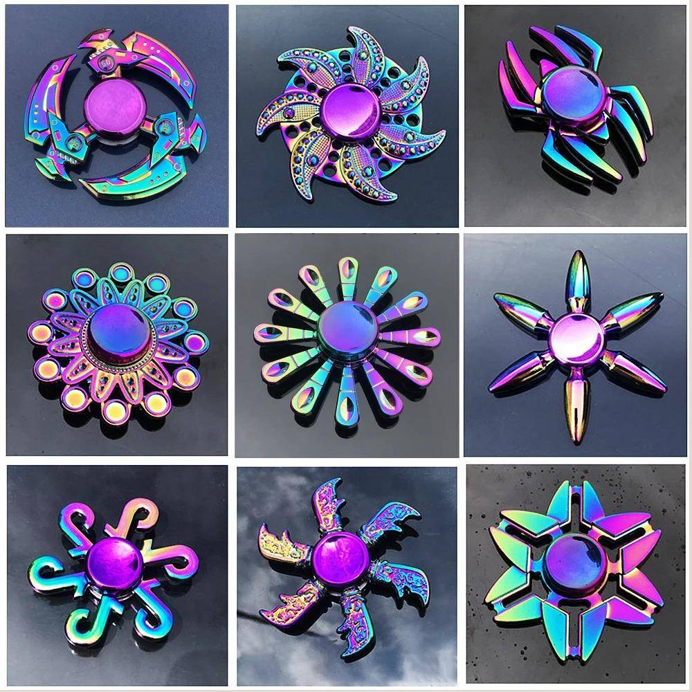 Senaste Metall Regnbåge Fidget Spinner Färggradient R188 Tyst Lager Edc Handspinner Fingertopp Gyro Mot Stress Barn Vuxna Leksaker