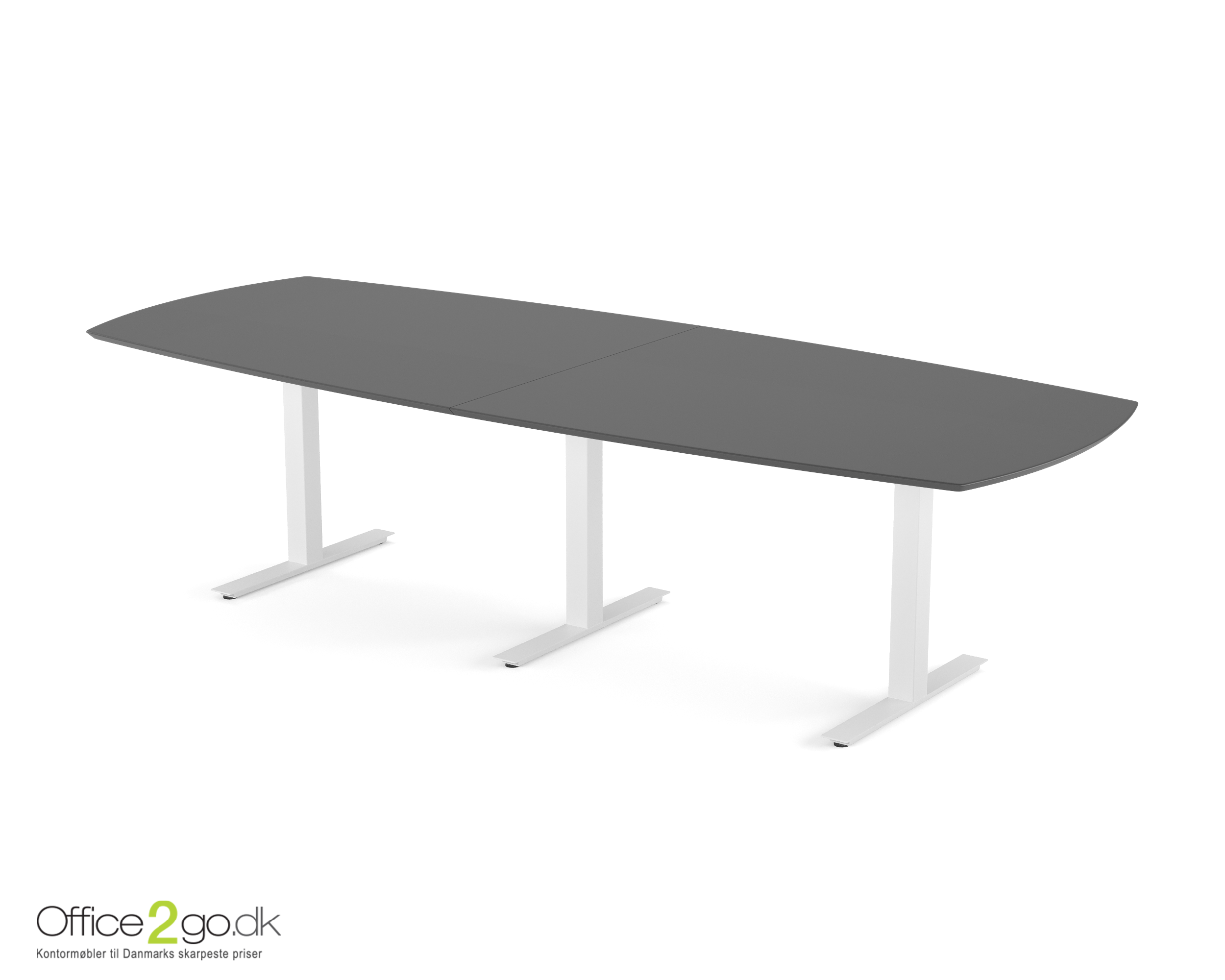 Square mødebord (tøndeformet bordplade) - 280 cm - Hvidt
