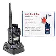 Walkie Talkie PMR R18, 446MHz, 0,5W, 8 kanaler, CTCSS, DCS, FM-radio, programmerbar, vattentät IP67