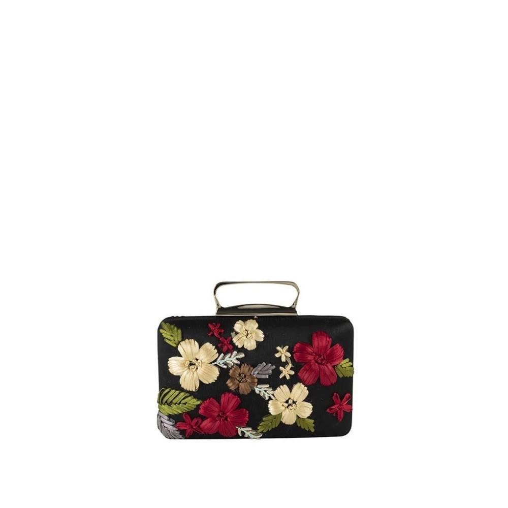 Anna Cecere Satin-clutch betrukket med blonder og blomsterbroderi - Tasker - Dame - Flerfarvet - ONE SIZE - Satin