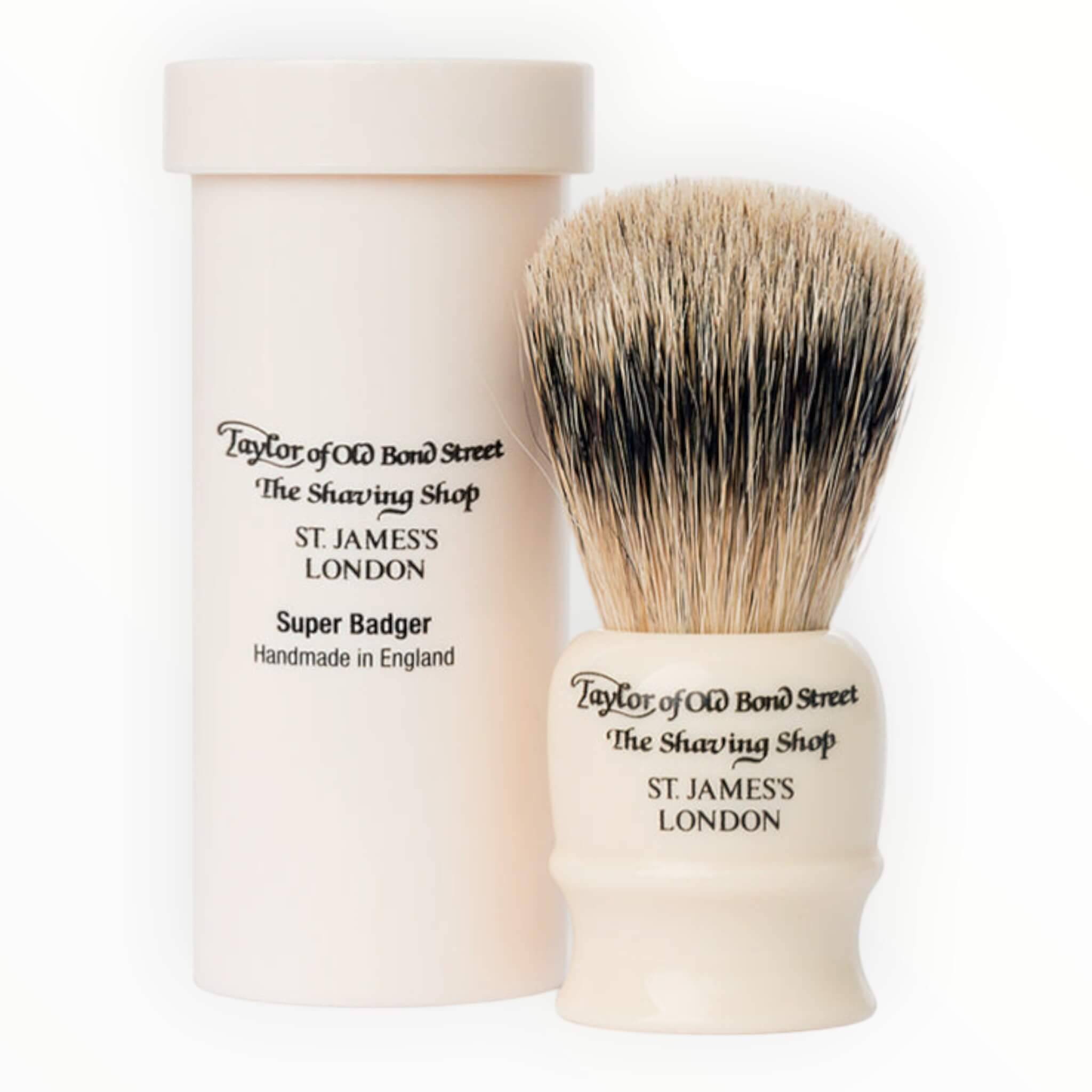 Taylor Of Old Bond Street Rejsebørste i rør, Super Badger, Ivory.