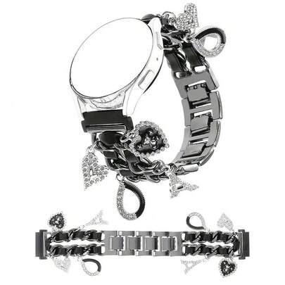 1 st elegant metallarmband med hänge, kompatibelt med Samsung Galaxy Watch 7/6/5/4/Active2 Classic (40/44 mm), Watch 5 Pro (45 mm), Watch 4 Classic (4 - Multifärgad (20 mm,22mm)