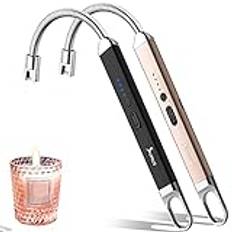 SUPRUS Tändare uppladdningsbar USB-tändare ljusbåge elektrisk tändare ljuständare för camping matlagning (svart och guld)
