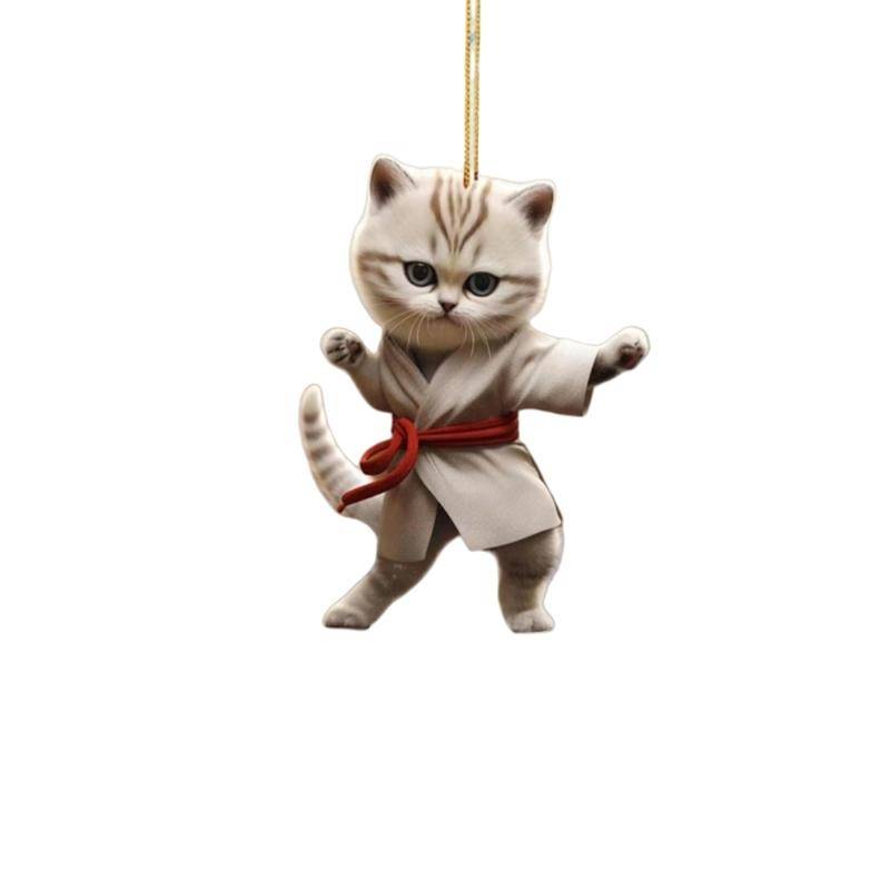 Katt Nyckelring Söta Kattnyckelringar Judo Kattungar Nyckelring 2D Platt Akrylberlock Rolig Nyckelring för Kvinnor Flickor gray