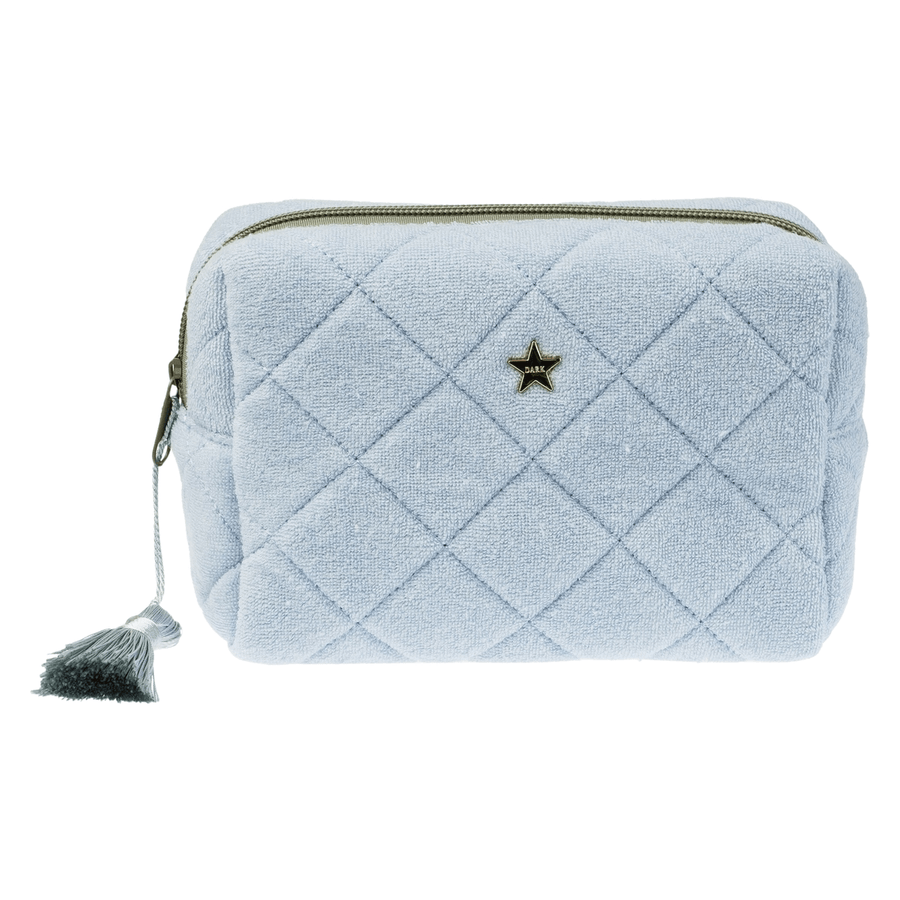 DARK Terry Quilted Make-Up Pouch Small Cool Blue & Milieu Green