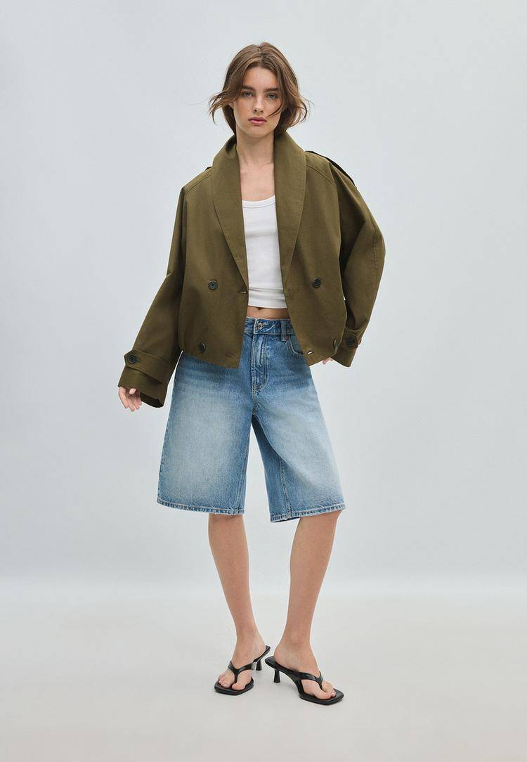 Stradivarius Trenchcoat Med Ballon-Effekt Og Sjalskrave 0-550 Xl