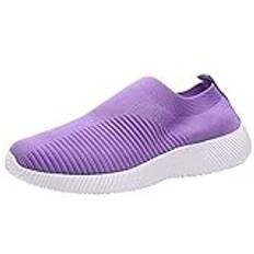 Slip-on skor dam sneakers, slip-on sportskor dam, basic löparskor dam utomhus fritidsskor sneakers dam joggingbyxor lätta andningsbara träningsskor damskor, lila, 39 EU