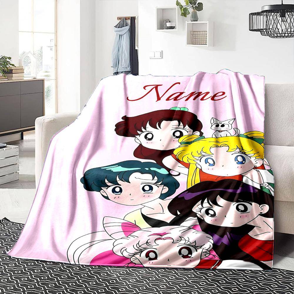 Personlig Sailor Moon Vänskapsfilt för Soffa & Säng, Plysch Mysig Fluffig Filt Supermjuk & Varm Filt för Höst och Vinter. 0908466