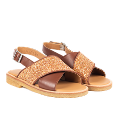 Angulus sandal med åben tå og spændelukning - Manderin Glitter/Terracotta