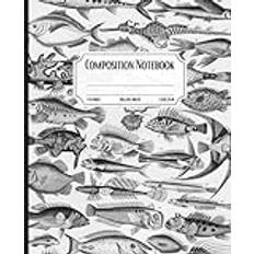 Composition Notebook College Ruled: Fish, Seahorse Vintage Illustration | Wild Ocean Animal Life, Sea Monster Pattern Aesthetic Journal For School, College, Work | Diary For Teens And Adults