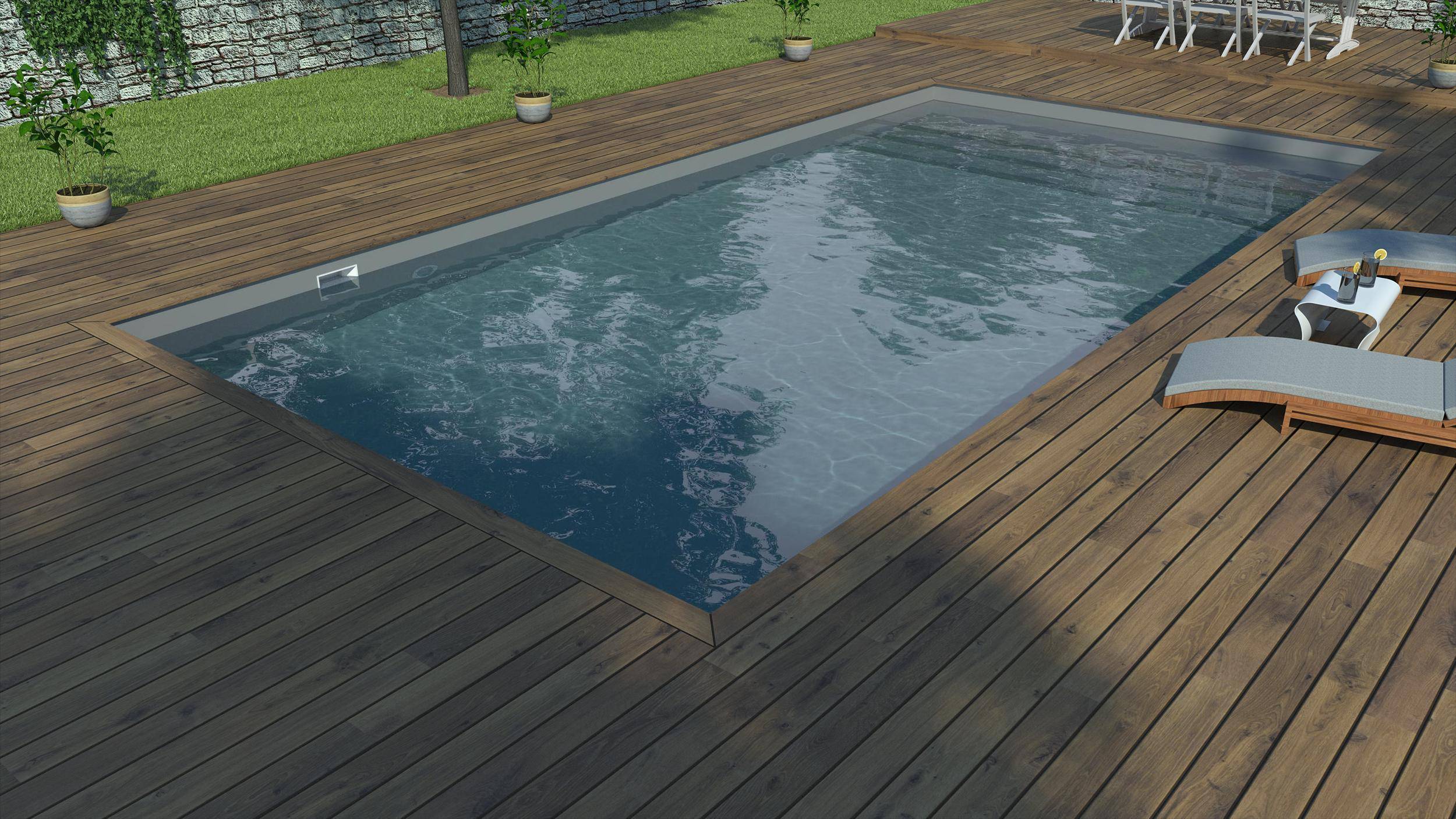 CF Block Comfort Poolpaket, 8 x 4 m / Grå (8 x 4 m).