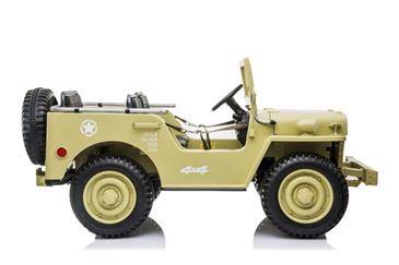 Explorer, 4x24V elbil, 4x4 olivengrøn, 3 pers., 21,6V 7,5AH Lithium batteri, m. fjernbetjening