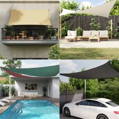 solsejl 5x5 m 100 % polyesterstof sandfarvet