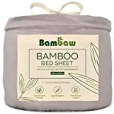 Bambaw Bamboo Fitted Sheet, 160 x 200 cm, Cool Bedding for Summer and Winter Bedding for Better Sleep, Grey