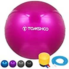 TOMSHOO Anti-Burst Yogaboll, extra tjock för stabilitet, balansboll, pilatesboll, fysisk fitness, gymnastikboll, 45 cm/55 cm/65 cm/75 cm, inklusive luftpump