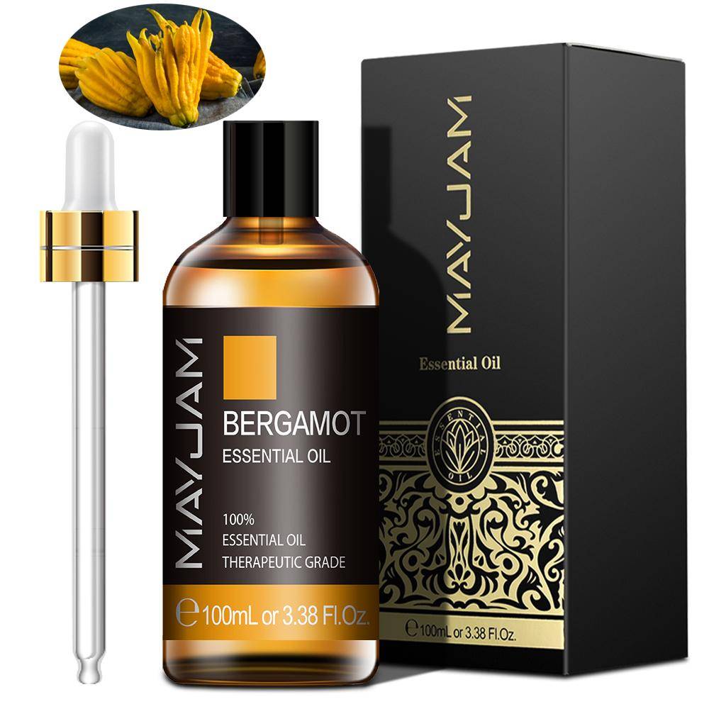 MAYJAM 100ML Bergamott eteriska oljor för aromaterapi Diffuser Återfuktar hudvård Massage Yoga Avslappning Lindra smärta Sterilisering