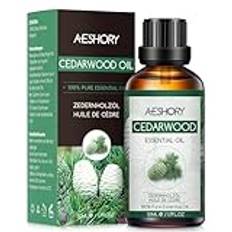 AESHORY Cederträ Eterisk Olja 50ML, Terapeutisk Kvalitet Cederträolja, 100% Ren Naturlig Aromaterapi Eteriska Oljor för Luftfuktare Diffusorer, Massage, Bad, Hudvård