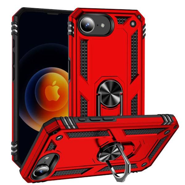 iPhone 17e / 16e Skal Shockproof Hybrid Ring Röd