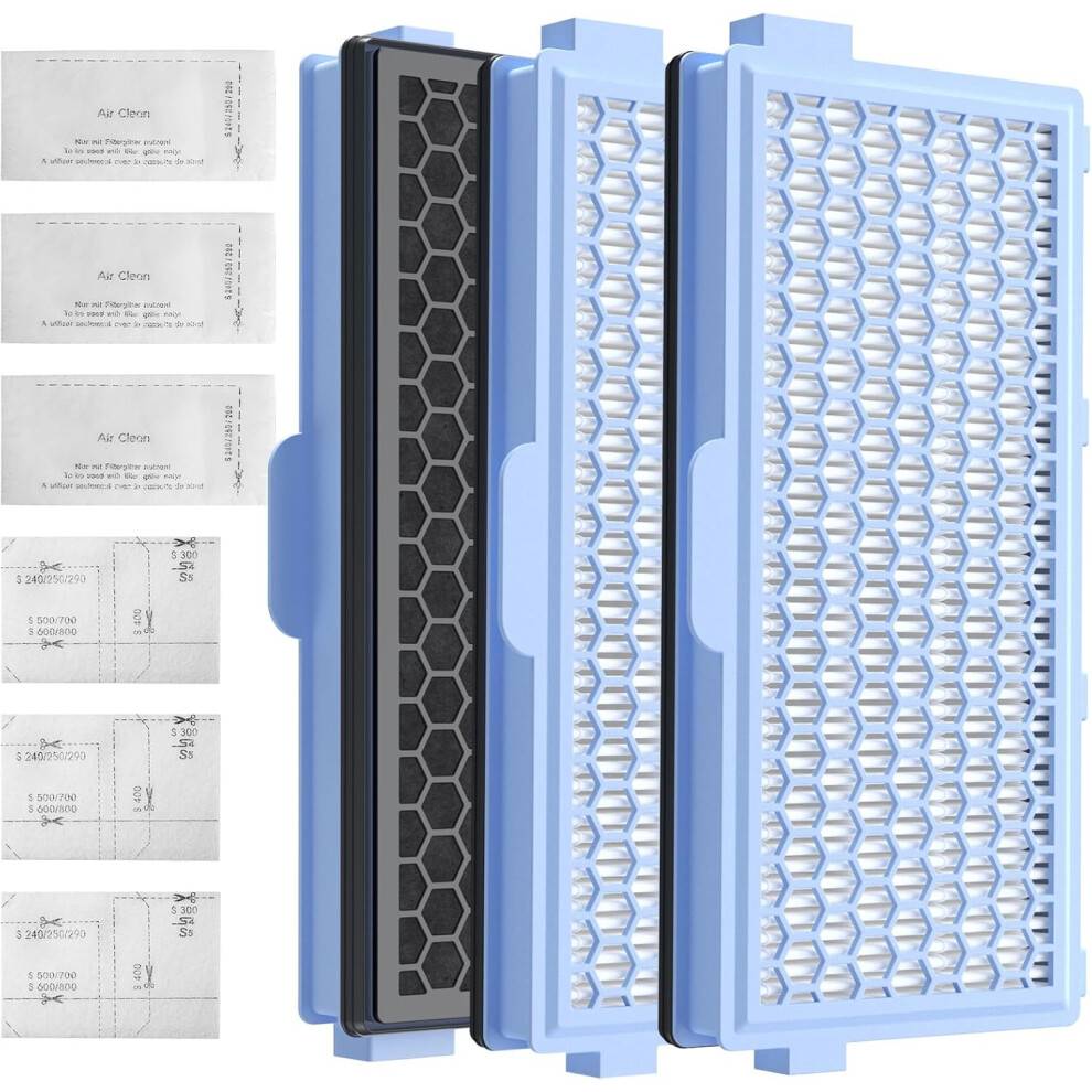 Sæt med udskiftningsfiltre, der er kompatible med Miele støvsugere [Compact C1 & C2, Complete C2 & C3, S8340], 3 HEPA-filtre med 3 motorbesk