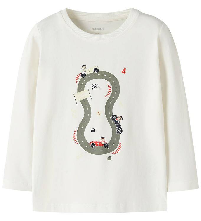 Name It Bluse - NmmVux - Cloud Dancer/Racing - Name It - 2 år (92) - Bluse
