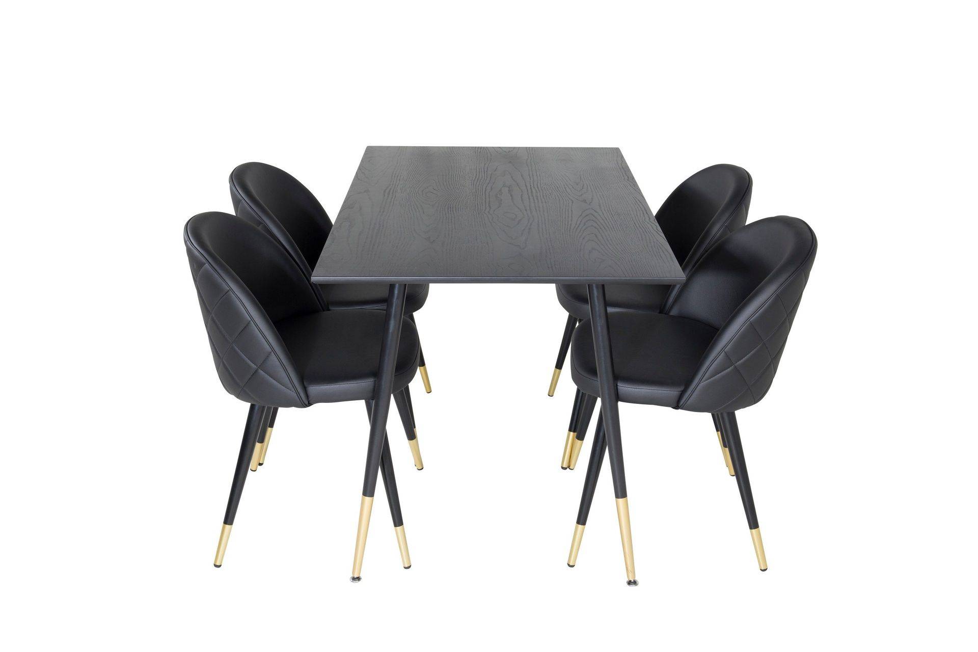Venture Home Dipp Matgrupp 120 cm Rund med 4 Velvet stolar - Matgrupper Svart,Guld Trä