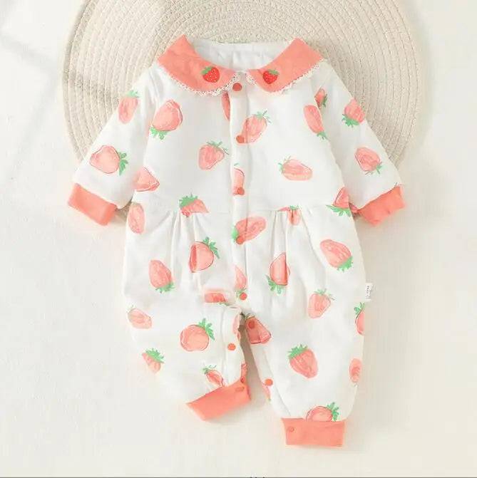 Mini Fashion™ - Bekväm och trendig - Jumpsuit Pyjamas Rosa - Jordgubbe / 73 (6-9 månader) | Pedagogiska Träleksaker