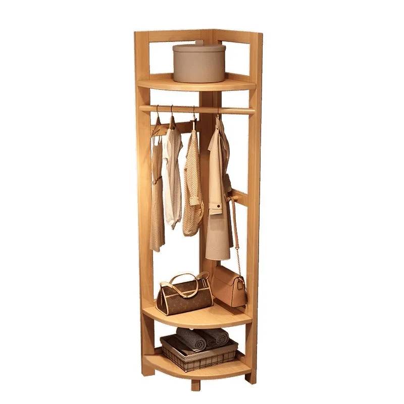 Nordic solid wood corner coat rack, floor-to-ceiling bedroom saves space, does not occupy a hanger