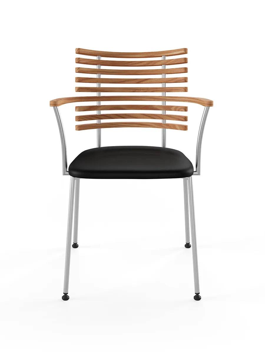 Tiger Armstol, sort læder fra Naver Collection Elm olie / Rustfrit stål - Jacobsen Plus