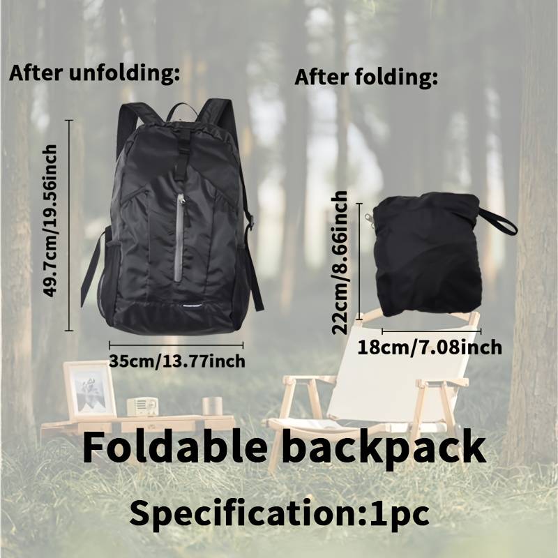 Compact And Lightweight Backpack - Black. It Can Store Your Carry-on Bag, Is Easy To Pack And A Lightweight Model. Suitable For Outdoor Sports, Travel, Mountain Climbing, Commuting. Folded Quickly