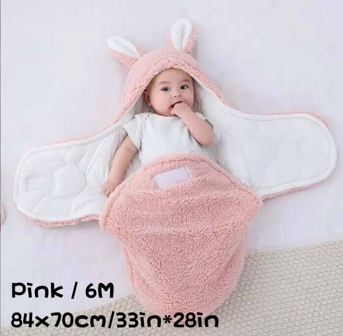 Super Soft Baby Sleeping Bag Fluffy Fleece Swaddle - Pink / 6M (6M)