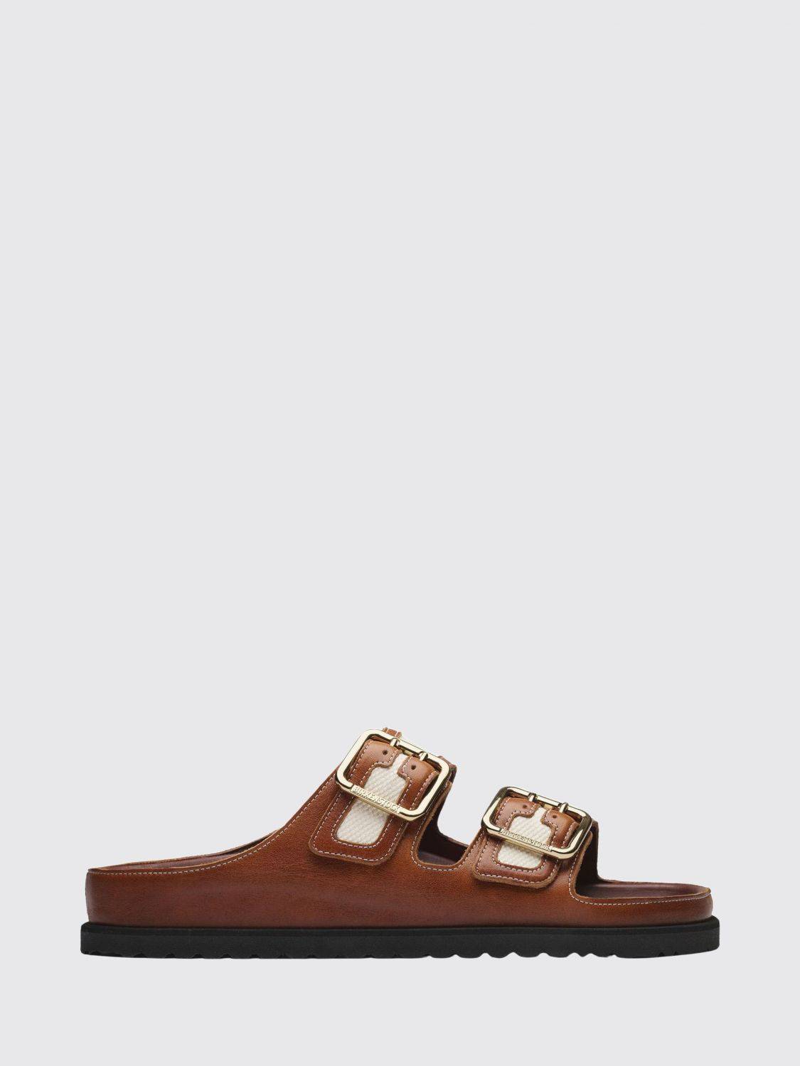 BIRKENSTOCK 1774 Arizona Bicolor Leather and Canvas Flat Sandals - 38