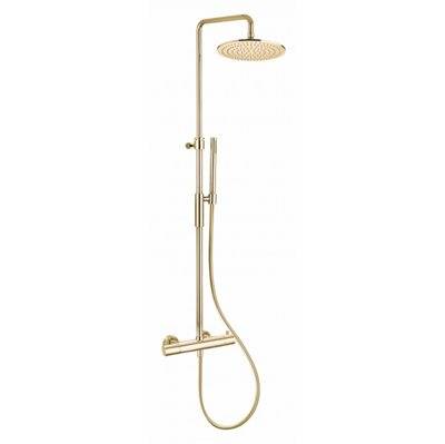 Paffoni Light komplet brusearmatur m/termostat og 300mm hovedbruser i poleret messing