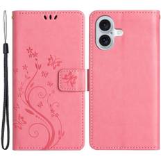 Trolsk Imprint Flower Wallet (iPhone 16 Plus) - Rosa