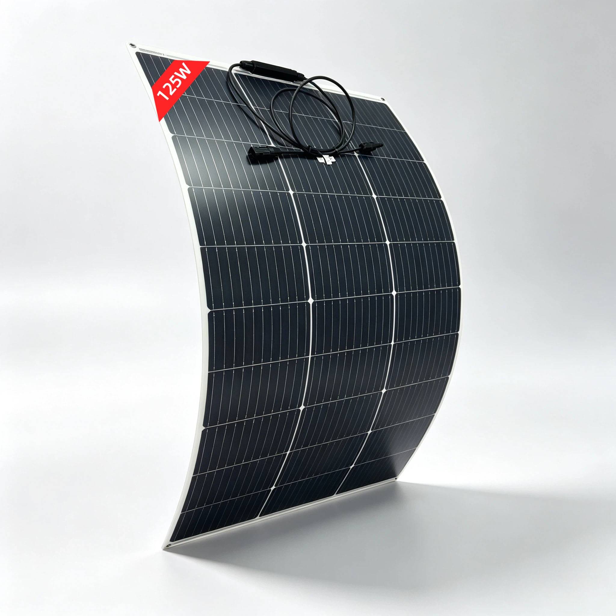 125W 18V Flexible Solar Panel With Monocrystalline Solar Cell,Waterproof & Lightweight for 12V Battery Charger,RV, Boat, Camping