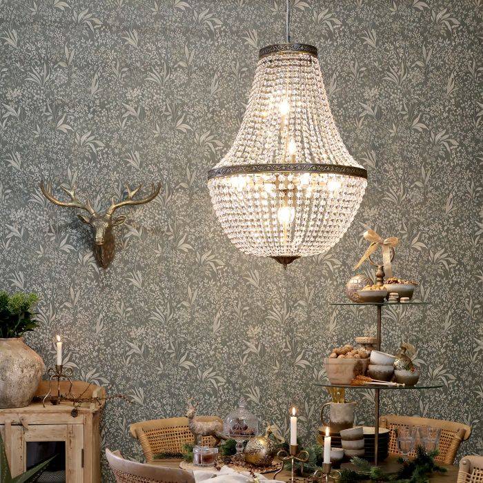 Chic Antique - Versailles fransk Lysekrone m. glasprismer H75/Ø55 cm antique messing