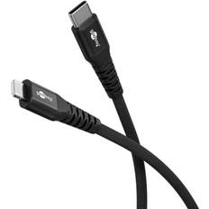 Goobay Lightning-USB-C™ supersoft textilkabel med metallkontakter, 1 m, svart MFi-certifierad, elegant och extra robust laddnings- och synkroniseringskabel för Apple iPhone/iPad (svart)