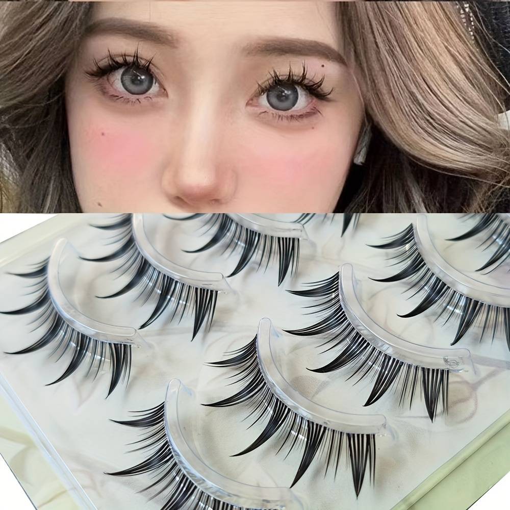 TEMU A Box Of 5 Pairs Of -style False Eyelashes With A Transparent Base, Designed For And Realistic Look, Perfect For Stage Performances