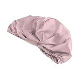 Silk Hair Bonnet för Kvinnor, Satin Hair Bonnet för Kvinnor Lockigt Hår, Absorption Overnight Hårvård Dam Silk Bonnet (Roseate)