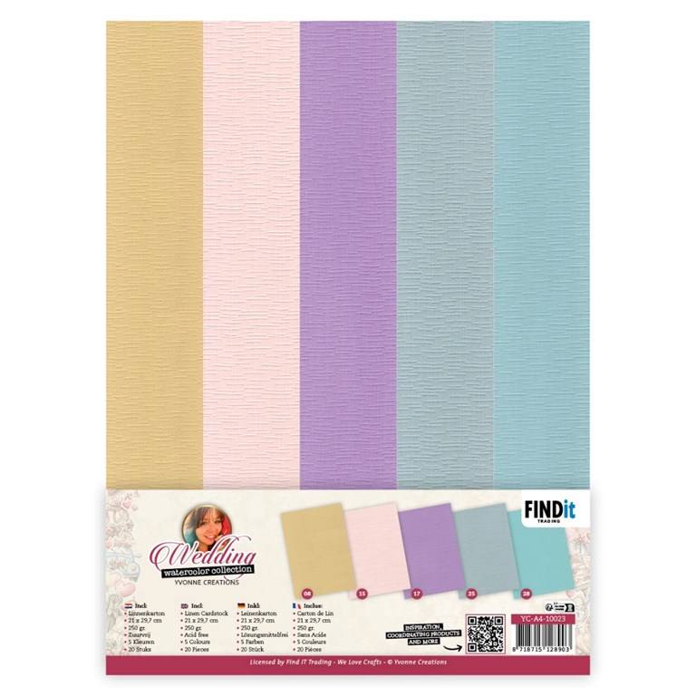 Cardstock - Mixade färger - A4 - Pastel Wedding