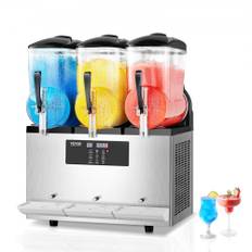 VEVOR Kommerciel Slush-maskine, 12Lx3 Tredobbelt Tank Frosne Drikkemaskine, 144 Kop Rustfrit Stål Margarita Smoothie Frosne Drikkemaskine, Slush-maskine til Hjemmefester Restauranter Caféer Barer