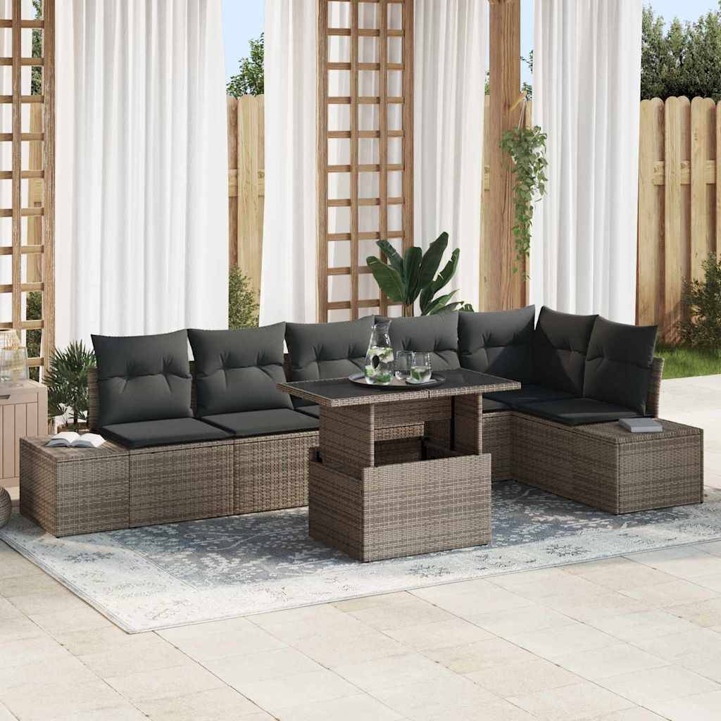 Havesofa Sæt 7 Stk. Polyrattan - Grå