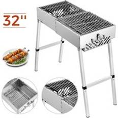 Vevor vikt bärbar kolgrill utomhus grill kebab grill vikbar grill bärbar grill perfekt för camping 32 " x 12 "