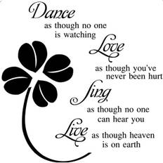 Poetisk wallsticker. Dance, Love, Sing, Live.
