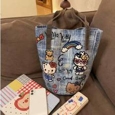 Sanrio New 2025 Hello Kitty Illustration Retro Barrel-Shaped Large Capacity Super Cute Cartoon Shoulder Bucket Bag Ladies Bag - Multicolor