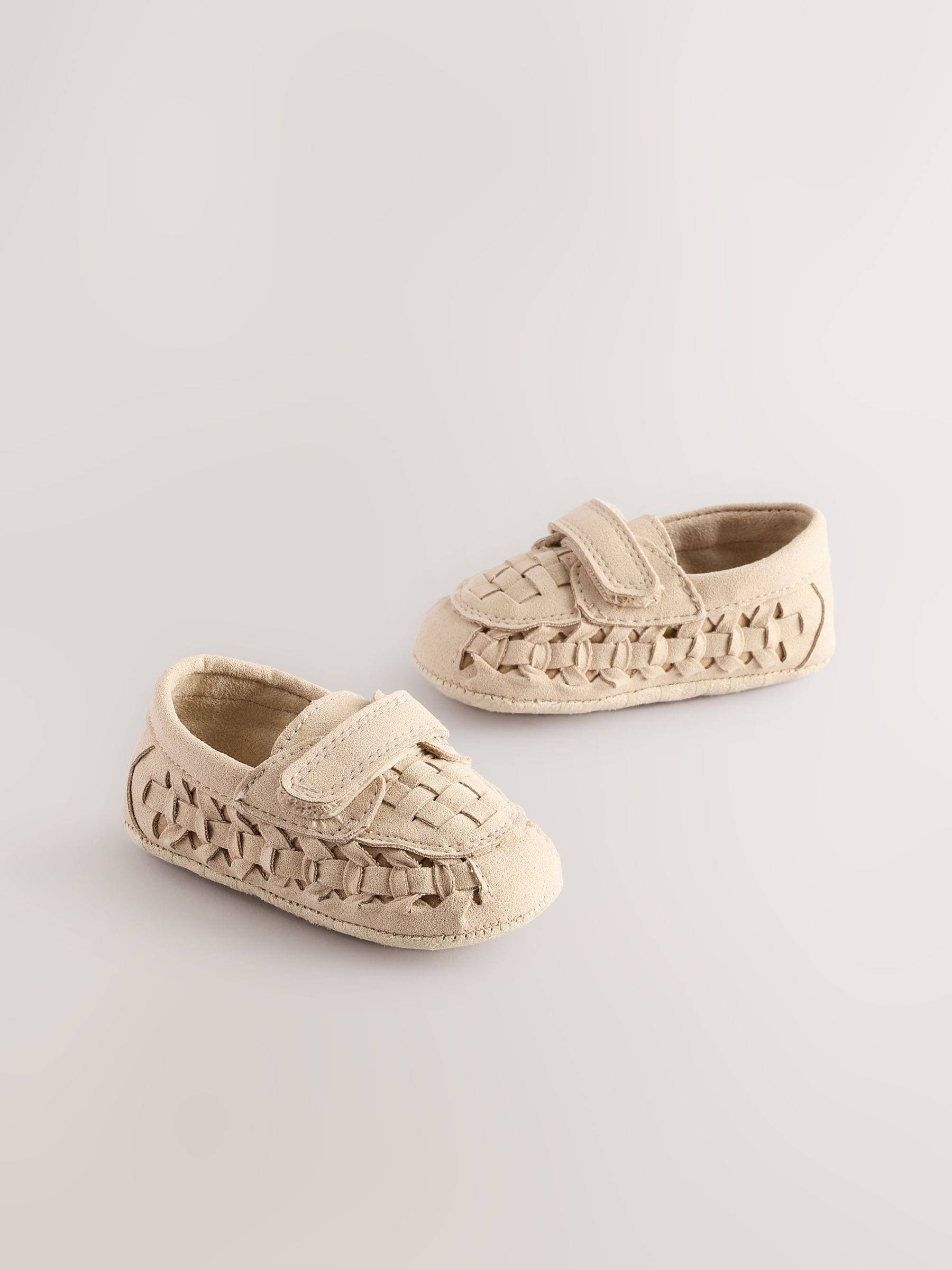 Next Neutral Touch Fastening Baby Woven Loafers (0-2mths) - 68-80cm (6-12 Months)
